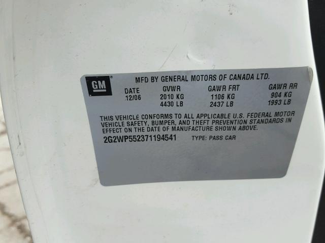 2G2WP552371194541 - 2007 PONTIAC GRAND PRIX Ağ foto 10