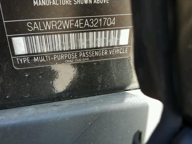 SALWR2WF4EA321704 - 2014 LAND ROVER RANGE ROVE CHARCOAL photo 10