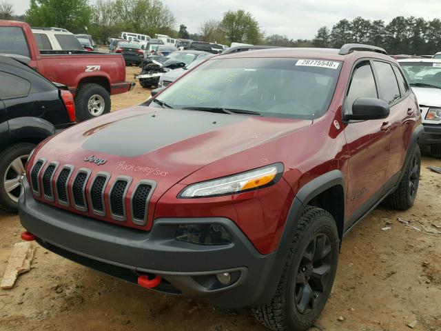 1C4PJMBS0HW571465 - 2017 JEEP CHEROKEE T MAROON photo 2