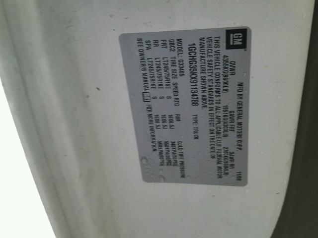 1GCHG35KX91134788 - 2009 CHEVROLET EXPRESS G3 WHITE photo 10