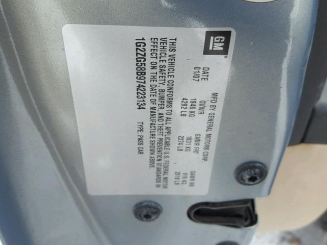 1G2ZG58B974223134 - 2007 PONTIAC G6 BASE GRAY photo 10