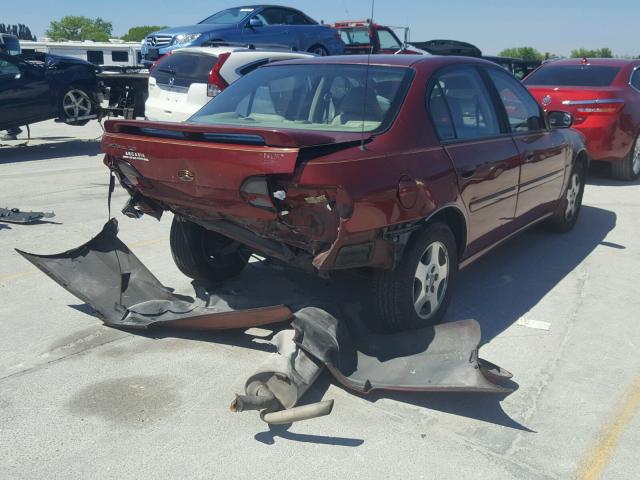 1G1NE52JX2M637640 - 2002 CHEVROLET MALIBU LS მუქწითელი ფოტო 4