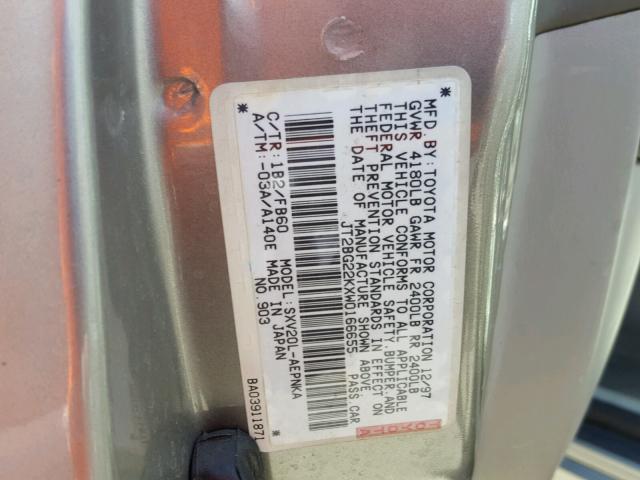 JT2BG22KXW0166655 - 1998 TOYOTA CAMRY CE GRAY photo 10