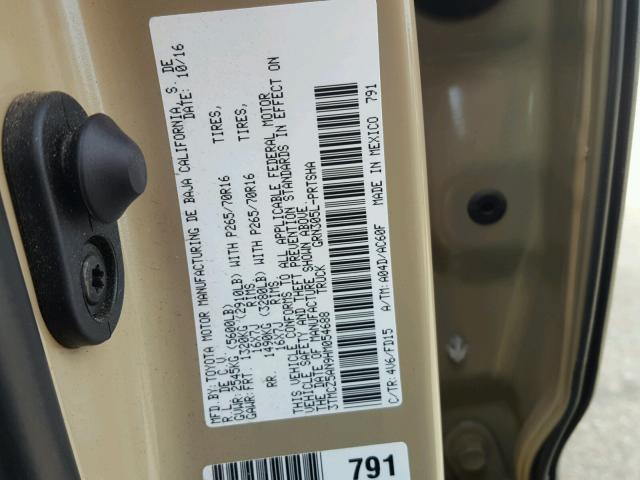 3TMCZ5AN9HM054688 - 2017 TOYOTA TACOMA DOU თაფლისფერი ფოტო 10