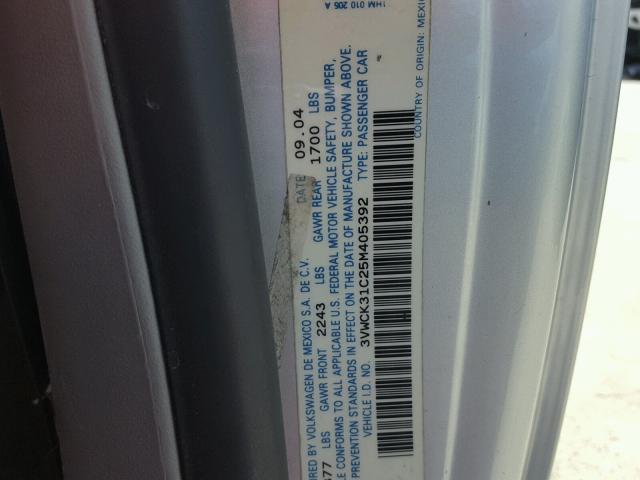 3VWCK31C25M405392 - 2005 VOLKSWAGEN NEW BEETLE 银色 照片 10