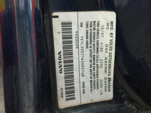 YV1LS5571W2492748 - 1998 VOLVO S70 BLUE photo 10