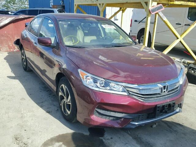 1HGCR2F36GA144951 - 2016 HONDA ACCORD LX MAROON photo 1