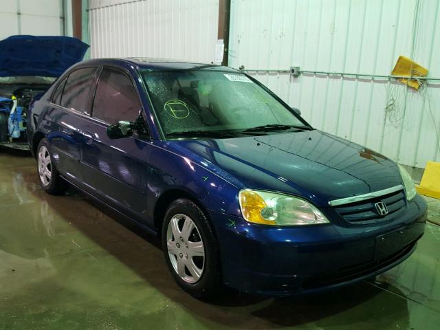 1HGES25721L045167 - 2001 HONDA CIVIC EX BLUE photo 1