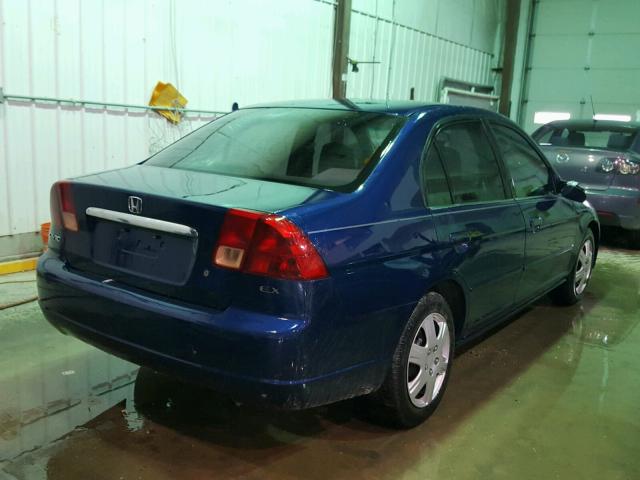 1HGES25721L045167 - 2001 HONDA CIVIC EX BLUE photo 4