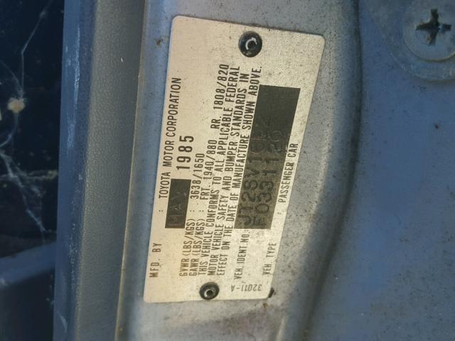 JT2SV16E2F0331120 - 1985 TOYOTA CAMRY LE BLUE photo 10