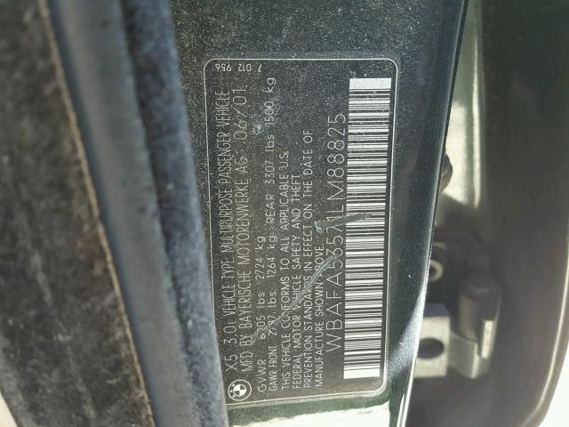 WBAFA53571LM88825 - 2001 BMW X5 3.0I GREEN photo 10