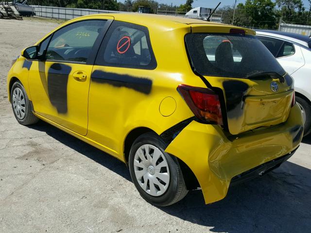 VNKJTUD34FA054595 - 2015 TOYOTA YARIS YELLOW photo 3