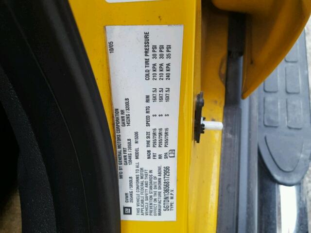 5GTDN136568172956 - 2006 HUMMER H3 YELLOW photo 10