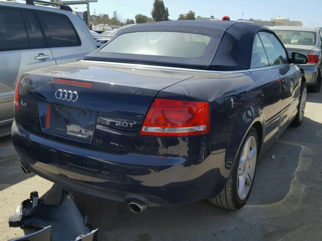 WAUAF48H17K025103 - 2007 AUDI A4 2.0T CA BLUE photo 4