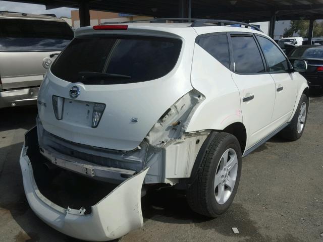 JN8AZ08T55W326247 - 2005 NISSAN MURANO SL WHITE photo 4