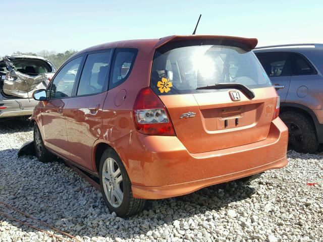 JHMGD38668S056231 - 2008 HONDA FIT SPORT ORANGE photo 3