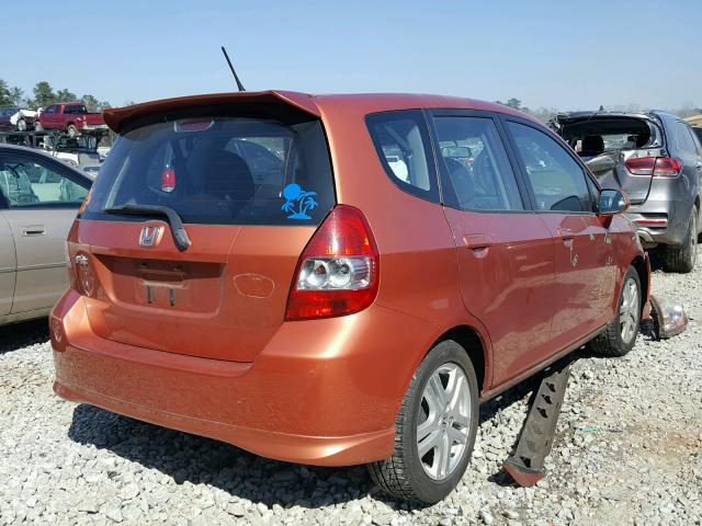 JHMGD38668S056231 - 2008 HONDA FIT SPORT ORANGE photo 4