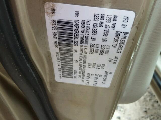 1D4GP45R25B112256 - 2005 DODGE CARAVAN SX TAN photo 10