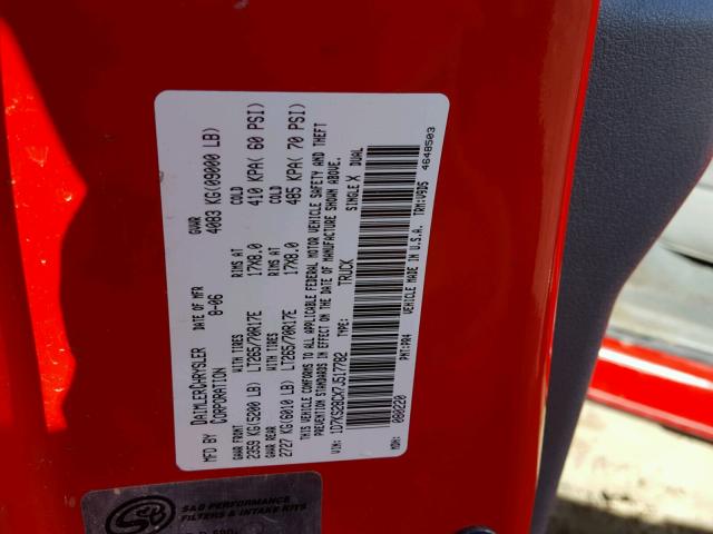 1D7KS28CX7J517782 - 2007 DODGE RAM 2500 S RED photo 10