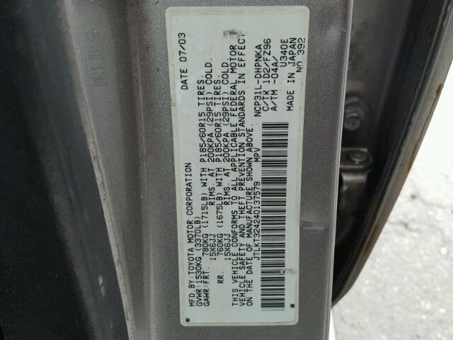 JTLKT324240137579 - 2004 TOYOTA SCION XB 银色 照片 10