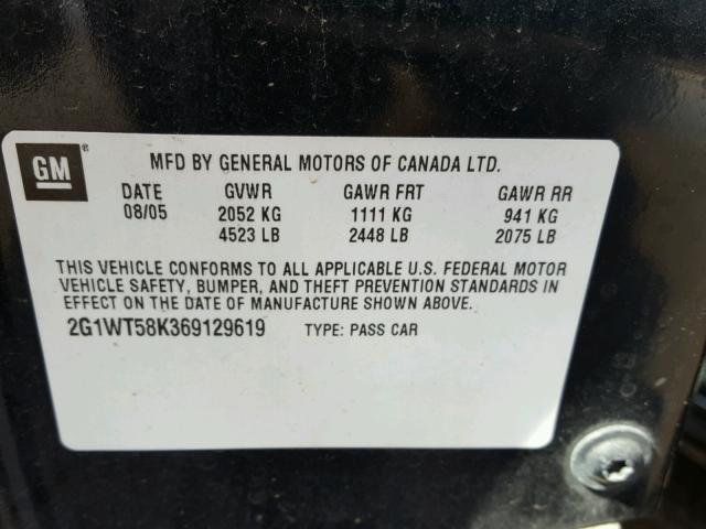 2G1WT58K369129619 - 2006 CHEVROLET IMPALA LT BLACK photo 10