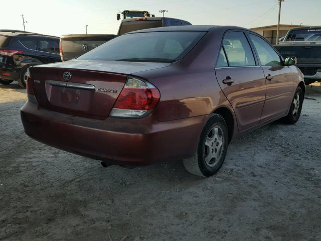 4T1BE32K65U388504 - 2005 TOYOTA CAMRY LE RED photo 4