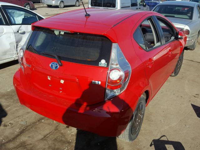 JTDKDTB33E1574017 - 2014 TOYOTA PRIUS C RED photo 4