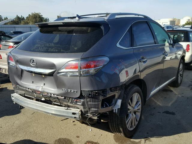 2T2BK1BA0DC177105 - 2013 LEXUS RX 350 GRAY photo 4