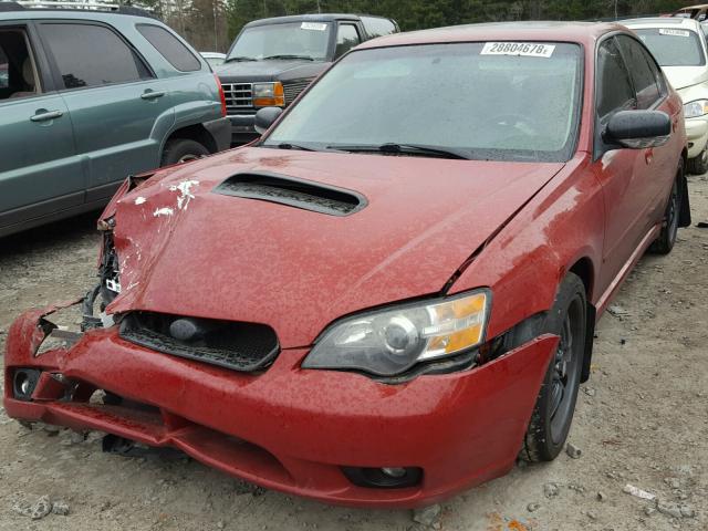 4S3BL676054205038 - 2005 SUBARU LEGACY GT RED photo 2