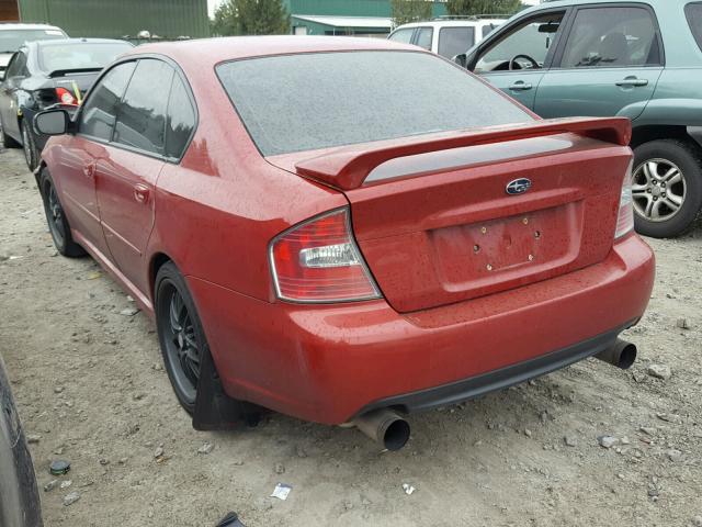 4S3BL676054205038 - 2005 SUBARU LEGACY GT RED photo 3