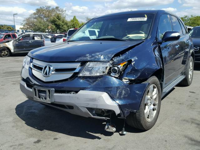 2HNYD28449H534423 - 2009 ACURA MDX TECHNO BLUE photo 2