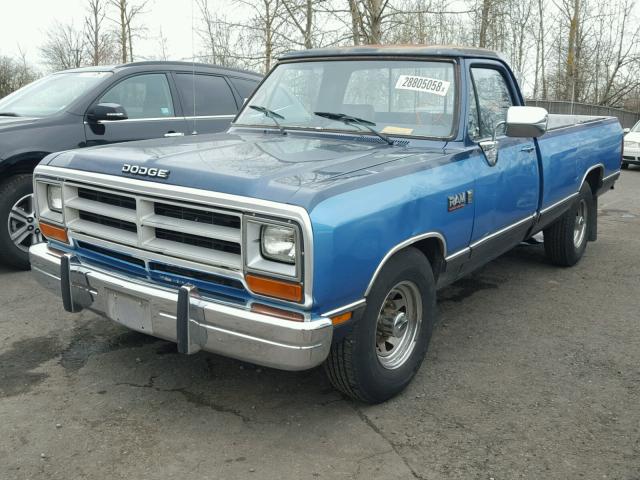 1B7KE2686LS606916 - 1990 DODGE D-SERIES D BLUE photo 2