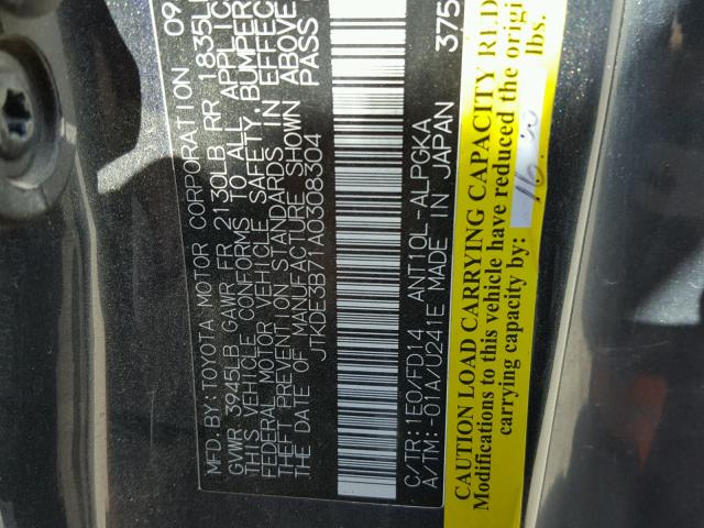 JTKDE3B71A0308304 - 2010 TOYOTA SCION TC 黑色 照片 10