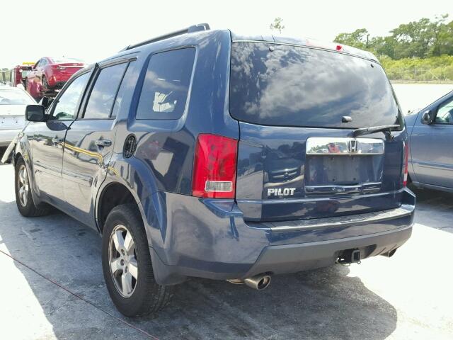 5FNYF3H64BB014158 - 2011 HONDA PILOT EXL BLUE photo 3