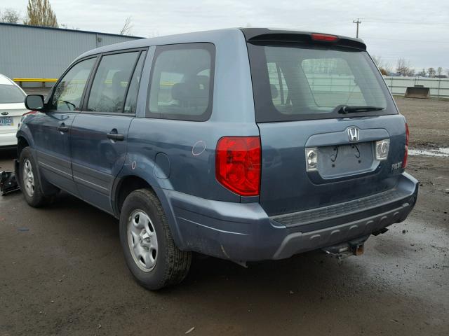 2HKYF18125H571925 - 2005 HONDA PILOT LX BLUE photo 3