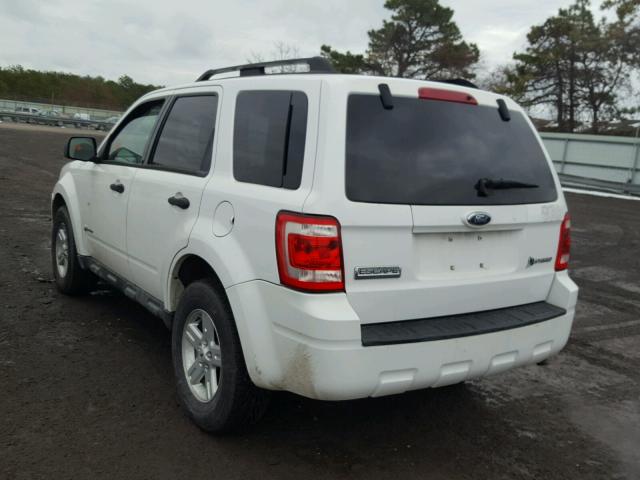 1FMCU59329KC56259 - 2009 FORD ESCAPE HYB WHITE photo 3