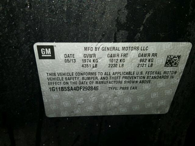 1G11B5SA4DF292846 - 2013 CHEVROLET MALIBU LS 黑色 照片 10