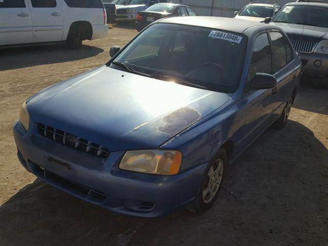 KMHCG45C41U170144 - 2001 HYUNDAI ACCENT GL BLUE photo 2