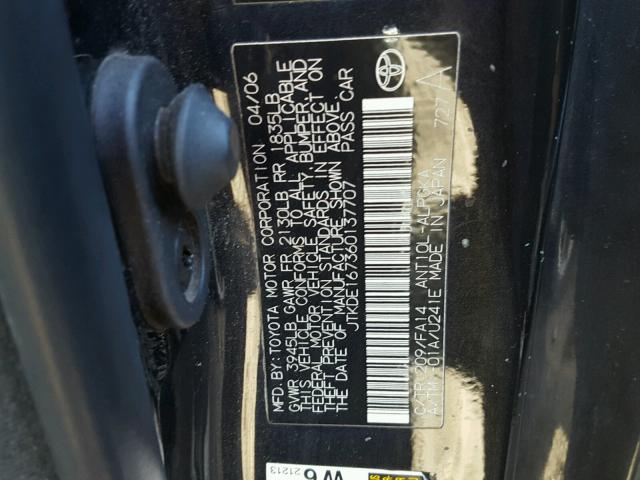 JTKDE167360137707 - 2006 TOYOTA SCION TC 黑色 照片 10