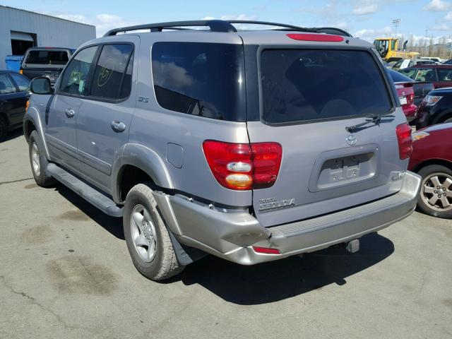 5TDZT34A02S131982 - 2002 TOYOTA SEQUOIA SR SILVER photo 3