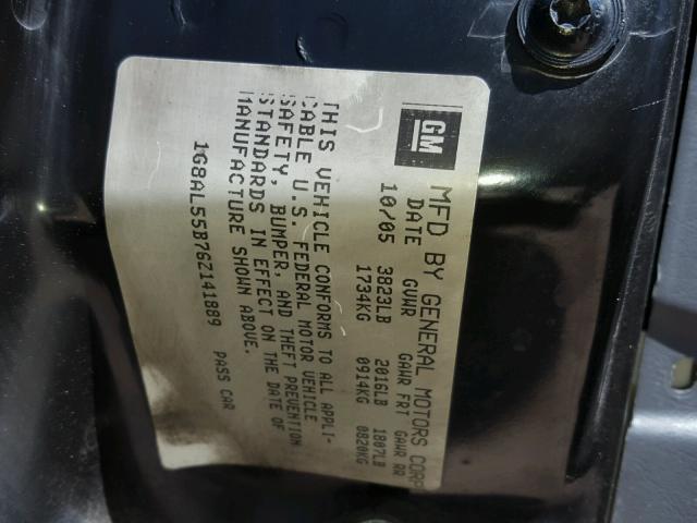 1G8AL55B76Z141889 - 2006 SATURN ION LEVEL ნაცრისფერი ფოტო 10