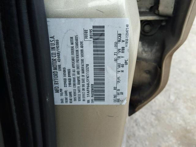 1FAFP66L5YK115578 - 2000 FORD CONTOUR SE TAN photo 10