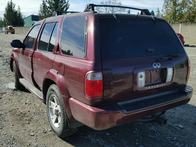 JNRDR09Y82W257455 - 2002 INFINITI QX4 MAROON photo 3