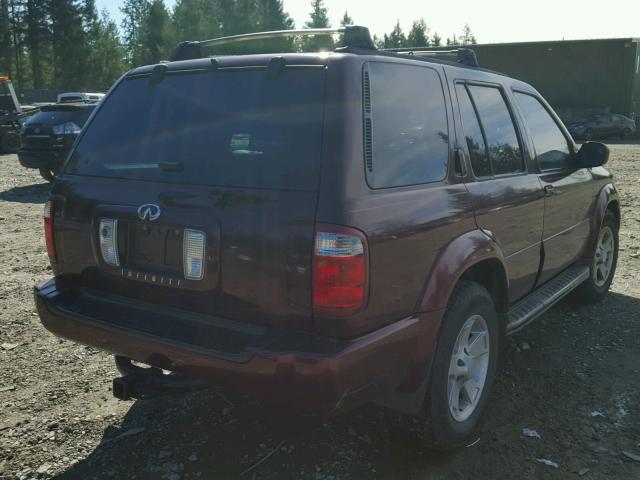 JNRDR09Y82W257455 - 2002 INFINITI QX4 MAROON photo 4