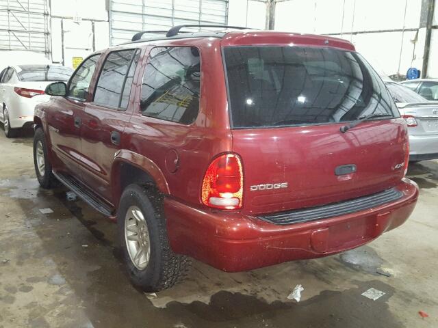 1B4HS28N01F536709 - 2001 DODGE DURANGO MAROON photo 3