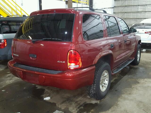 1B4HS28N01F536709 - 2001 DODGE DURANGO MAROON photo 4