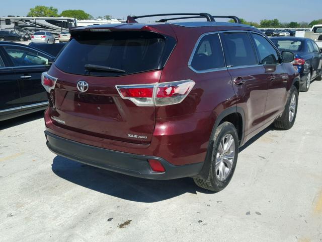 5TDJKRFH7FS105625 - 2015 TOYOTA HIGHLANDER MAROON photo 4