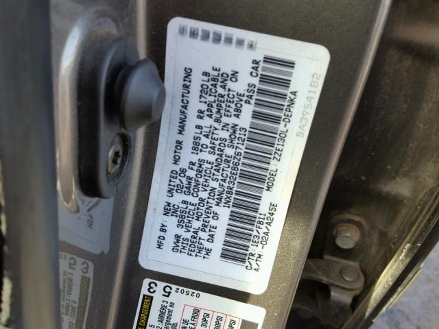 1NXBR32E86Z671213 - 2006 TOYOTA COROLLA CE GRAY photo 10