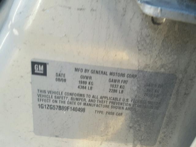 1G1ZG57B89F140498 - 2009 CHEVROLET MALIBU LS ოქროსფერი ფოტო 10
