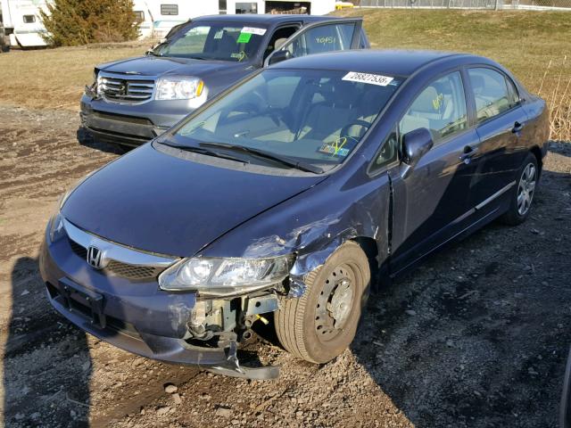 2HGFA16529H544445 - 2009 HONDA CIVIC LX BLUE photo 2